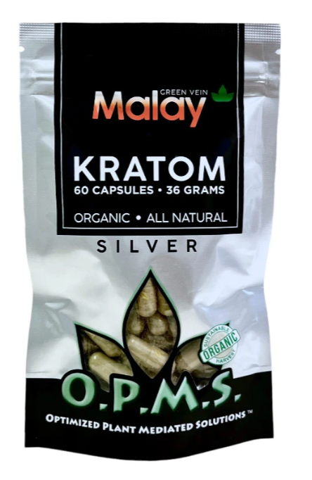 OPMS Silver Malay Green Vein Kratom Capsules